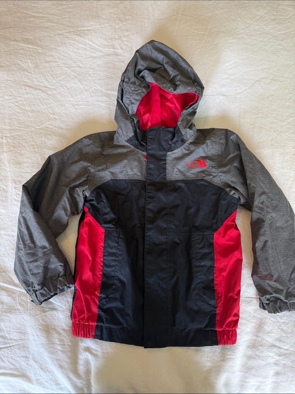 The North Face Toddler Gray, Black & Red Hooded 3-in-1 Jacket / Coat